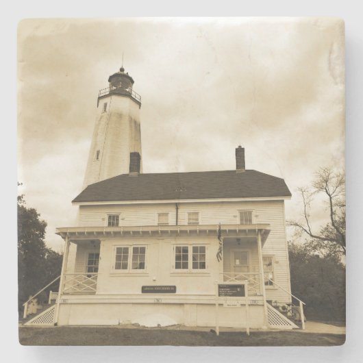 Sandy Hook Lighthouse Stenen Onderzetter (Voorkant)