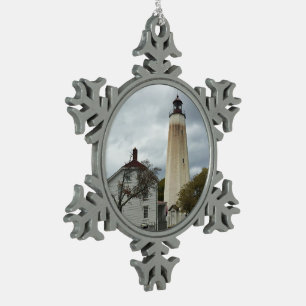 Sandy Hook Lighthouse Tin Sneeuwvlok Ornament