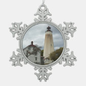 Sandy Hook Lighthouse Tin Sneeuwvlok Ornament (Voorkant)