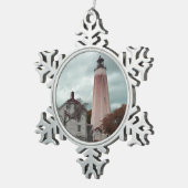Sandy Hook Lighthouse Tin Sneeuwvlok Ornament (Rechts)