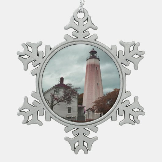 Sandy Hook Lighthouse Tin Sneeuwvlok Ornament (Voorkant)