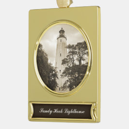 Sandy Hook Lighthouse Verguld Banner Ornament