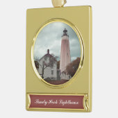 Sandy Hook Lighthouse Verguld Banner Ornament (Links)