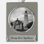 Sandy Hook Lighthouse Verzilverd Banner Ornament (Voorkant)