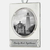 Sandy Hook Lighthouse Verzilverd Banner Ornament (Links)