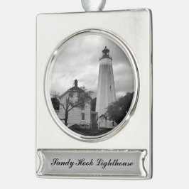 Sandy Hook Lighthouse Verzilverd Banner Ornament