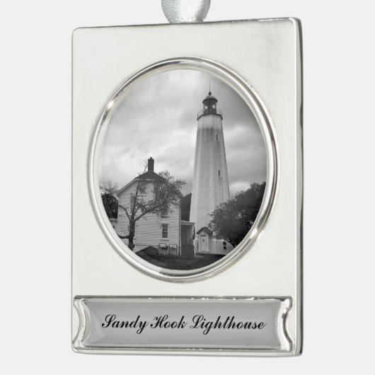 Sandy Hook Lighthouse Verzilverd Banner Ornament (Links)
