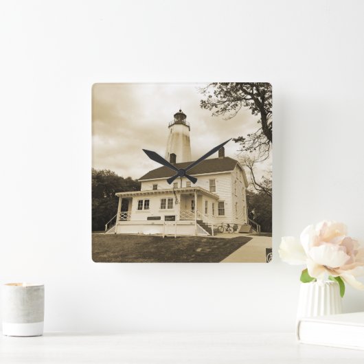 Sandy Hook Lighthouse Vierkante Klok (Huis)