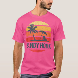 Sandy Hook NJ Beach Retro Zon Verontwaardigd Ontwe T-shirt