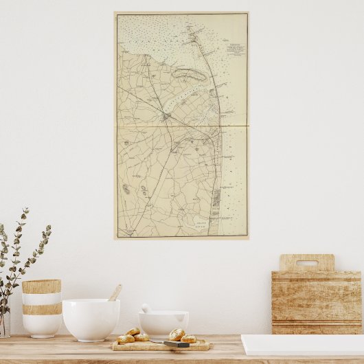 Sandy Hook to Shark River Coast Chart Map Poster (Keuken)