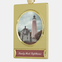 Sandy Hook-vuurtoren Verguld Banner Ornament