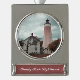 Sandy Hook-vuurtoren Verguld Banner Ornament