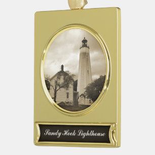Sandy Hook-vuurtoren Verguld Banner Ornament