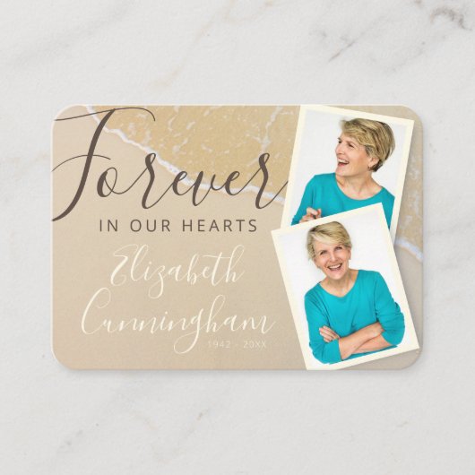 Sandy Ocean Beach Funeral Memorial Visitekaartje (Voorkant)