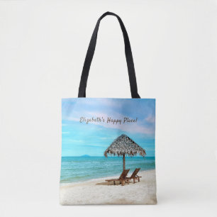 Sandy Ocean Beach gepersonaliseerd Tote Bag