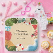 Sandy Ocean Beach Zomer Leuk Verjaardagsfeest Papieren Bordje (Feest)