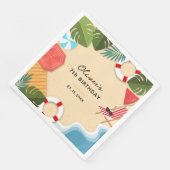 Sandy Ocean Beach Zomer Leuk Verjaardagsfeest Servet (Hoek)