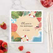 Sandy Ocean Beach Zomer Leuk Verjaardagsfeest Servet (Insitu)