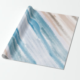 Sandy Ocean Waves Abstracte Waterverf Cadeaupapier
