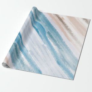 Sandy Ocean Waves Abstracte Waterverf Cadeaupapier