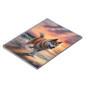 Sandy Paws Akita Hond op Strand Zonsondergang Notitieboek (Linkerzijde)