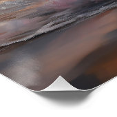 Sandy Paws Akita Hond op Strand Zonsondergang Perfect Poster (Hoek)