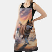 Sandy Paws Akita Hond op Strand Zonsondergang Schort (Insitu)