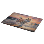 Sandy Paws Akita Hond op Strand Zonsondergang Snijplank (Hoek)