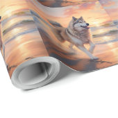 Sandy Paws Alaskan Malamute Hond op Strand Zonsond Cadeaupapier (Rol Hoek)