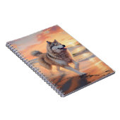 Sandy Paws Alaskan Malamute Hond op Strand Zonsond Notitieboek (Rechterzijde)