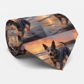 Sandy Paws Australian Cattle Dog op het strand zon Stropdas (Opgerold)