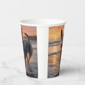 Sandy Paws Australische vee hond op strand zonsond Papieren Bekers (Rechts)