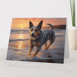 Sandy Paws Australische veedrijvershond op strand Kaart
