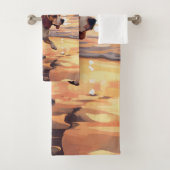 Sandy Paws Beagle Hond op Strand Zonsondergang Bad Handdoek (Insitu)