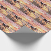 Sandy Paws Beagle Hond op Strand Zonsondergang Cadeaupapier (Hoek)