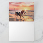 Sandy Paws Beagle Hond op Strand Zonsondergang Kaart (Binnen)