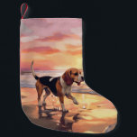 Sandy Paws Beagle Hond op Strand Zonsondergang Kleine Kerstsok<br><div class="desc">Dompel jezelf onder in de rustige schoonheid van onze "Sandy Paws and Sunset Hues" hond op strand zonsondergang design. Deze boeiende scène legt de essentie vast van een perfecte avond aan de kust, met een trouwe hoekige metgezel die geniet van het gouden zand en de adembenemende tinten van de ondergaande...</div>