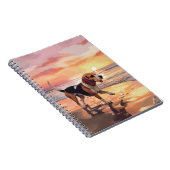 Sandy Paws Beagle Hond op Strand Zonsondergang Notitieboek (Rechterzijde)