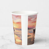 Sandy Paws Beagle Hond op Strand Zonsondergang Papieren Bekers (Rechts)