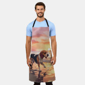 Sandy Paws Beagle Hond op Strand Zonsondergang Schort (Gedragen)