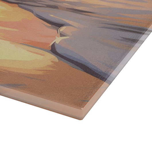 Sandy Paws Beagle Hond op Strand Zonsondergang Snijplank (Hoek)