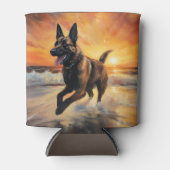 Sandy Paws Belgische Malinois Hond op Strand Zonso Blikjeskoeler (Voorkant)