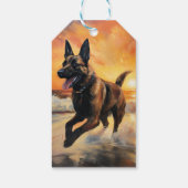 Sandy Paws Belgische Malinois Hond op Strand Zonso Cadeaulabel (Achterkant)
