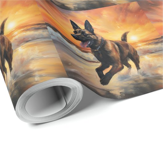 Sandy Paws Belgische Malinois Hond op Strand Zonso Cadeaupapier (Rol Hoek)