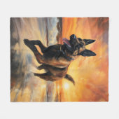 Sandy Paws Belgische Malinois Hond op Strand Zonso Fleece Deken (Voorkant (Horizontaal))