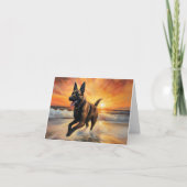 Sandy Paws Belgische Malinois Hond op Strand Zonso Kaart (Voorkant)