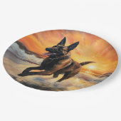 Sandy Paws Belgische Malinois Hond op Strand Zonso Papieren Bordje (Gekanteld)