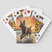 Sandy Paws Belgische Malinois Hond op Strand Zonso Pokerkaarten (Achterkant)
