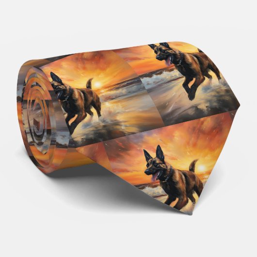 Sandy Paws Belgische Malinois Hond op Strand Zonso Stropdas (Opgerold)