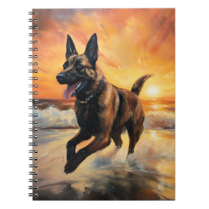 Sandy Paws Belgische Mechelse Herder Hond op Stran Notitieboek